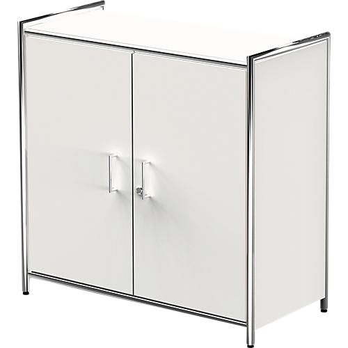 Flügeltürenschrank Toledo, mit Sichtrückwand, abschließbar, 2 OH, B 800 x T 380 x H 780 mm, weiß