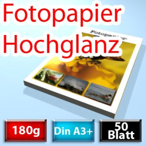 180g Photopapier glossy. A3+. 50 Blatt