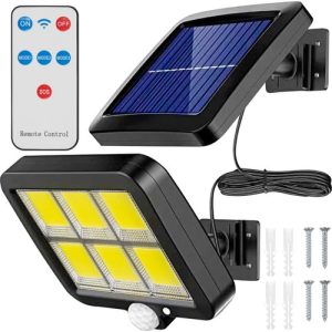 Solar Wandleuchte LED Strahler mit Bewegungsmelder & Fernbedienung