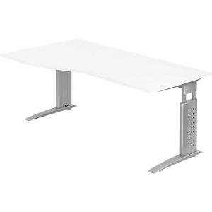 Freiformtisch TARVIS, B 1800 x T 800/1000 x H 680-860 mm, Gestell silber, weiß