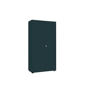 Garderobenschrank, 5 OH, 4 Fachböden,Mitteltrennwand & Kleiderstange, abschließbar, ohne Akustikfront, B 800 x T 450 x H 1930 mm, Spanplatte, graphit