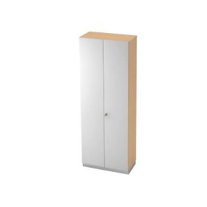 Garderobenschrank, links Ablagen, B 800 x T 420 mm, Ahorn-Dekor/silber