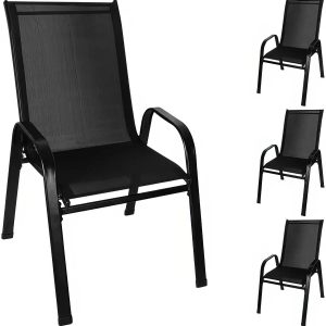 4er-Set Garten- & Balkonstühle Schwarz