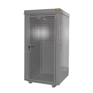 Gasflaschencontainer BAUER GFC-B M0, B 1090 x T1185 x H 2205, für 9 Gasflaschen, feuerbeständig, abschließbar, grau