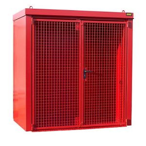 Gasflaschencontainer BAUER GFC-B M1, B 1175 x T 2120 x H 2265, für 28 Gasflaschen, feuerbeständig, abschließbar, rot Gasflaschencontainer BAUER GFC-B M1, B 1175 x T 2120 x H 2265, für 28 Gasflaschen, feuerbeständig, abschließbar, rot