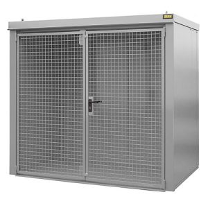 Gasflaschencontainer BAUER GFC-B M3, B 1570 x T 2425 x H 2265, für 45 Gasflaschen, feuerbeständig, abschließbar, grau
