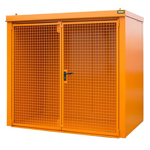 Gasflaschencontainer BAUER GFC-B M3, B 1570 x T 2425 x H 2265, für 45 Gasflaschen, feuerbeständig, abschließbar, orange