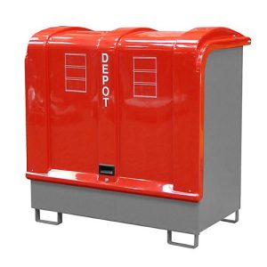 Gefahrstoff-Depot Typ GD-B BAUER, Stahl, L 1460 x B 830 x H 1460 mm, Auffangvolumen 220 Liter, mausgrau RAL 7005