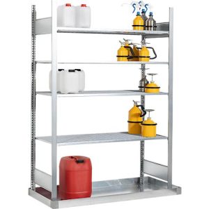 Gefahrstoffregal asecos REG-B 1372, B 1360 x T 725 x H 2000 mm, mit 57 l Bodenauffangwanne und 4 Stahl-Gitterostböden Gefahrstoffregal asecos REG-B 1372, B 1360 x T 725 x H 2000 mm, mit 57 l Bodenauffangwanne und 4 Stahl-Gitterostböden