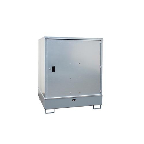 Gefahrstoffschrank BAUER GS-3, Stahlblech, unterfahrbar, für 4 x 200 l Fässer, B 1475 x T 1460 x H 1805 mm, grau