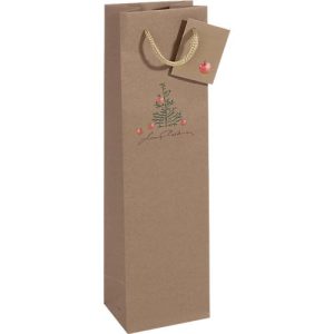 Geschenktaschen Weihnachten Sigel ‚Christmas with apples‘, 5 Stück, B 100 x T 80 x H 350 mm, Kraftpapier, braun