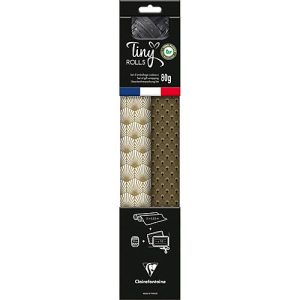 Geschenkverpackungs-Set Clairefontaine, gold-schwarz, 2 Tinyrollen Geschenkpapier L 5 m x B 350 mm, Geschenkband L 20 m & 10 Geschenkanhänger