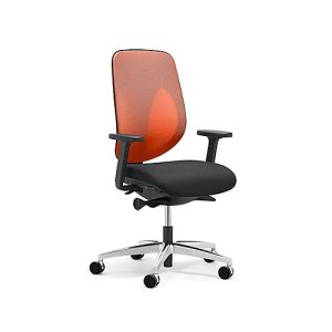 Giroflex Bürostuhl 353, mit Armlehnen, Auto-Synchronmechanik, Muldensitz, 3D-Netz-Rückenlehne, orange/schwarz/alusilber Giroflex Bürostuhl 353, mit Armlehnen, Auto-Synchronmechanik, Muldensitz, 3D-Netz-Rückenlehne, orange/schwarz/alusilber