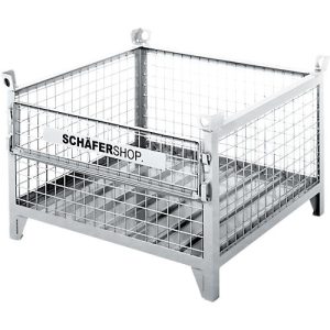 Gitterbehälter Schäfer Shop Select, mit halbklappbarer Wand, B 1050 x T 850 x H 670 mm, feuerverzinkt, bis 1000 kg