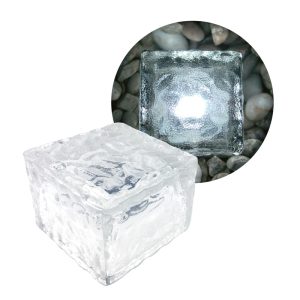 LED Solar Bodenleuchte im Glaswürfel-Design