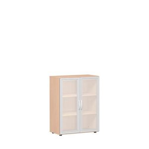 Glastürenschrank ALICANTE, 3 Ordnerhöhen, B 800 x T 420 x H 1104 mm, Buche-Dekor