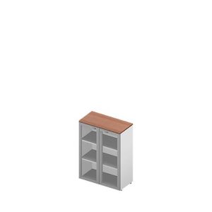 Glastürenschrank ARLON OFFICE, 3 Ordnerhöhen, Türen mit Rahmen, B 900 mm, Nuss
