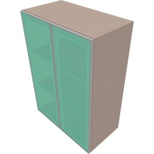 Glastürenschrank SOLUS PLAY, 3 Ordnerhöhen, grifflos, satiniert, B 800 x T 440 x H 1122 mm, Stone grey