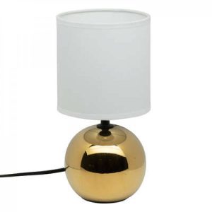 Tischlampe. Sandstein Fuß goldglänzend E14. 230V