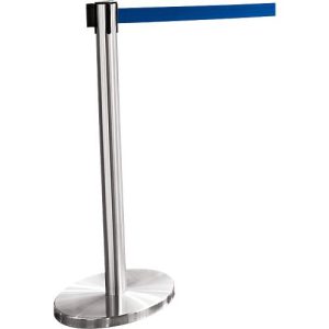 Gurtpfosten chrom, Gurt blau Gurtpfosten chrom, Gurt blau