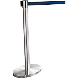 Gurtpfosten chrom, Gurt schwarz/blau Gurtpfosten chrom, Gurt schwarz/blau