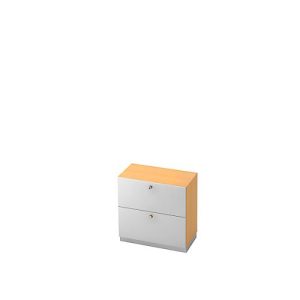 Hängeregistraturschrank, 2 OH, B 800 x T 420 mm, Buche-Dekor/silber
