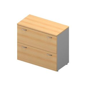 Hängeregistraturschrank ARLON OFFICE, 2 Ordnerhöhen, B 900 x T 450 x H 816 mm, Buche-Dekor/alu
