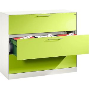 Hängeregistraturschrank ASISTO C 3000, 3 Schubladen, 3-bahnig, B 1200 mm, weiß/viridingrün
