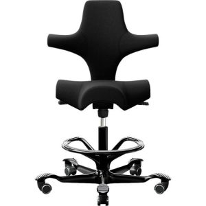 HÅG Capisco 8106 Bürostuhl, höhen- und tiefenverstellbar, Aluminium-Fußkreuz, Hartrollen, Schaumstoff, Fußring, schwarz/schwarz HÅG Capisco 8106 Bürostuhl, höhen- und tiefenverstellbar, Aluminium-Fußkreuz, Hartrollen, Schaumstoff, Fußring, schwarz/schwarz