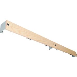 Hakenleiste für Umkleidebank-System, 2000 mm lang, Holz, lichtgrau