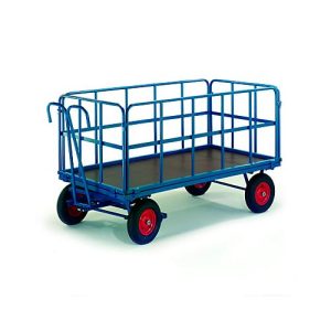 Handpritschenwagen mit Rohrgitterwänden, Räder aus Vollgummi, 1130 x 730 mm, Tragkraft 1000 kg