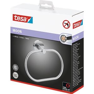 Handtuchring tesa Moon, rund, Befestigung ohne Bohren, ablösbar, Edelstahloptik