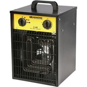 Heizgebläse Ventus 500, Strombetrieb, 5000 W, für Räume bis 100 m³, 2 Heizstufen, 1 Gebläsestufe, Thermostat, Überhitzungsschutz, IPX4
