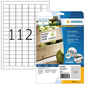 Herma Power-Etiketten Nr. 10916, 25,4 x 16,9 mm, selbstklebend, extrem stark haftend, Papier, matt, 2800 Stück