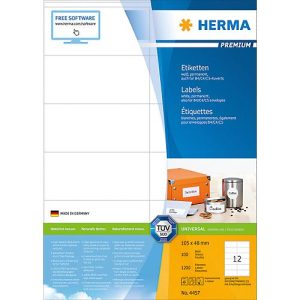 Herma Premium-Etiketten auf DIN A4-Blättern, 1200 Etiketten, 100 Bogen Herma Premium-Etiketten auf DIN A4-Blättern, 1200 Etiketten, 100 Bogen