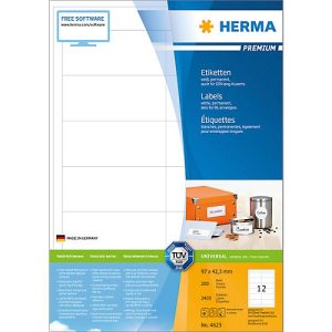 Herma Premium-Etiketten auf DIN A4-Blättern, 2400 Etiketten, 200 Bogen Herma Premium-Etiketten auf DIN A4-Blättern, 2400 Etiketten, 200 Bogen