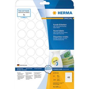 Herma runde Etiketten Nr. 4378 auf DIN A4-Blättern, 1200 Etiketten, 25 Bogen