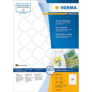 Herma runde Etiketten Nr. 4476 auf DIN A4-Blättern, 2400 Etiketten, 100 Bogen Herma runde Etiketten Nr. 4476 auf DIN A4-Blättern, 2400 Etiketten, 100 Bogen