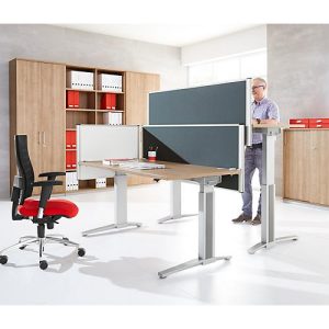 Hinter-Tischtrennwand Schallschutz System 40, höhenverstellbar, B 800-1800 x H 600 mm, grau Hinter-Tischtrennwand Schallschutz System 40, höhenverstellbar, B 800-1800 x H 600 mm, grau
