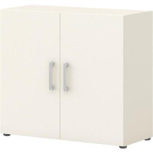 Home Office Aktenschrank TEMPIO, aus Holz, 2 Türen, 2 OH, B 800 x T 340 x H 720 mm, weiß/weiß