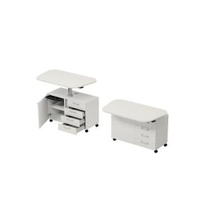 Home Office Rollcontainer Multilevel, mit Schubladen, Gasfederplatte, B 1200 x T 440 x H 740-1100 mm, weiß/weiß Home Office Rollcontainer Multilevel, mit Schubladen, Gasfederplatte, B 1200 x T 440 x H 740-1100 mm, weiß/weiß