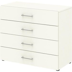 Home Office Schrank TEMPIO, aus Holz, 4 Schubkästen, 2 OH, B 800 x T 340 x H 720 mm, weiß/weiß
