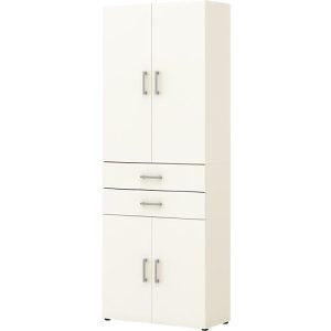 Home Office Schrank TEMPIO, aus Holz, 4 Türen, 2 Schubkästen, 6 OH, B 800 x T 340 x H 2130 mm, weiß/weiß