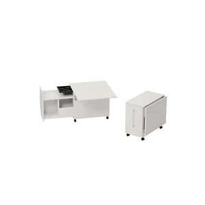 Homeoffice Rollcontainer Multicontainer, mit Auszug, abklappbare Seitenplatte rechts, B 480-1080 x T 800 x H 740 mm, weiß/weiß