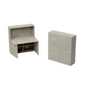 Homeoffice Sekretär, Tischplatte B 1200 x H 600 mm, Kabeldurchlässe/Systemschiene/Klappfach, B 1200 x T 380 x H 1320 mm, Holz, Ceramic grey Homeoffice Sekretär, Tischplatte B 1200 x H 600 mm, Kabeldurchlässe/Systemschiene/Klappfach, B 1200 x T 380 x H 1320 mm, Holz, Ceramic grey