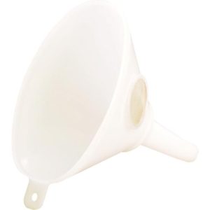 Huenersdorff Trichter, mit Entlüftungsrippe und Edelstahl-Sieb, Polyethylen (HD-PE), 660 ml, weiß Huenersdorff Trichter, mit Entlüftungsrippe und Edelstahl-Sieb, Polyethylen (HD-PE), 660 ml, weiß