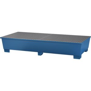 IBC-Station ASECOS, Stahl, mit Gitterrost u. Staplerschuhen, 1000 l Auffangvolumen, B 2680 x T 1300 x H 483 mm, lackiert