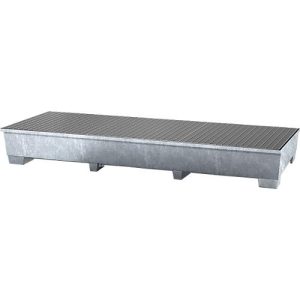 IBC-Station ASECOS, Stahl, mit Gitterrost u. Staplerschuhen, 1000 l Auffangvolumen, B 3280 x T 1300 x H 420 mm, verzinkt IBC-Station ASECOS, Stahl, mit Gitterrost u. Staplerschuhen, 1000 l Auffangvolumen, B 3280 x T 1300 x H 420 mm, verzinkt