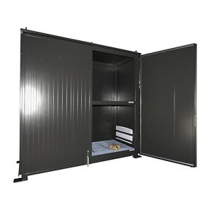 Isolierter Regalcontainer BAUER CEH 29-2 IBC, Stahl, Doppelflügeltor, B 3220 x T 1500 x H 3510 mm, grau