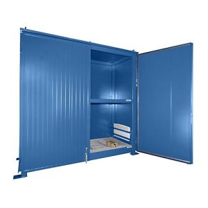 Isolierter Regalcontainer BAUER CEH 29-2, Stahl, Doppelflügeltor, B 3220 x T 1500 x H 3030 mm, blau